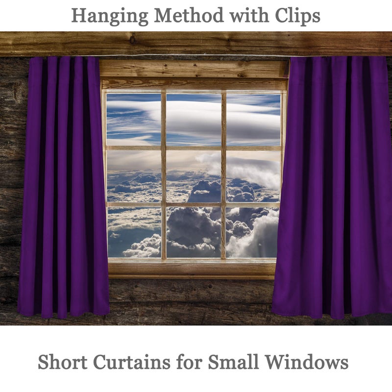 DONREN Royal Purple Small Window Room Darkening Curtain Tiers - Thermal Insulated Window Treatment Rod Pocket Curtains (42 by 36 Inch,2 Panels) - Image 2